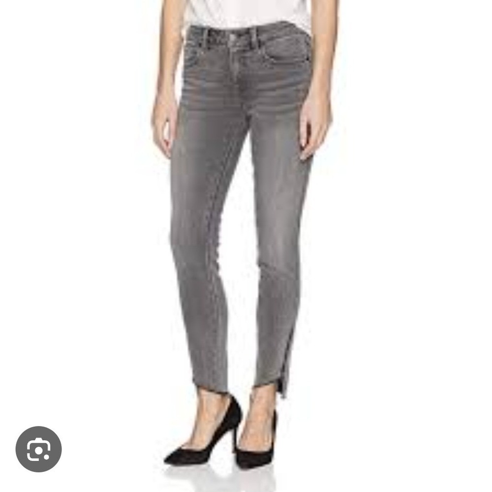 NWT Level 99 Abbie Mid Rise Skinny Jeans Grey Black Out Raw Hem Ankle Zip 30